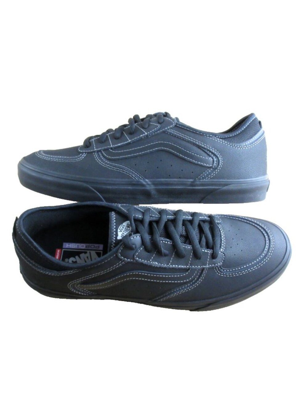 Vans Men's Skate Rowley Double Black Lace up PopCush Skate Shoes size 11.5 NEW